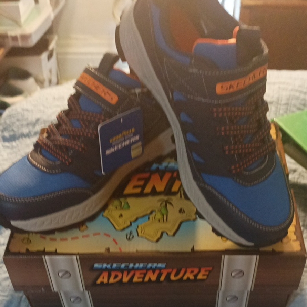 Skechers Kids Blue and Orange Sneakers